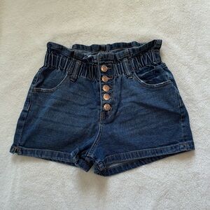 Denim Shorts w/ Paper Bag Waist